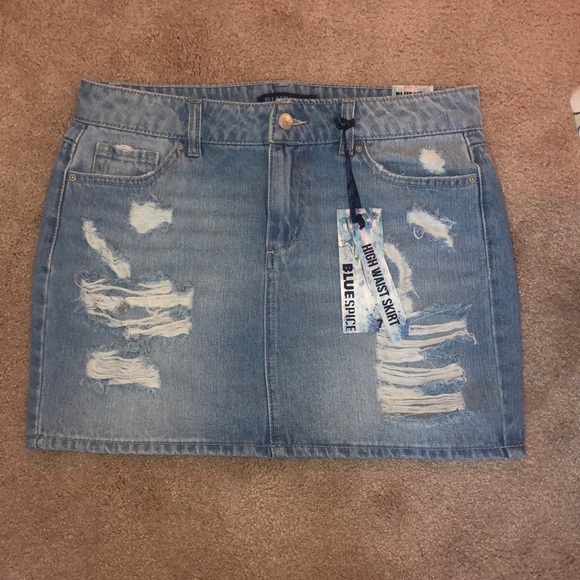 Blue Spice Dresses & Skirts - Ripped Jean Skirt
